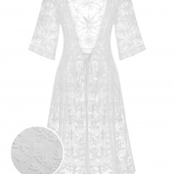 White  Lace V-neck Wrap Cover-up