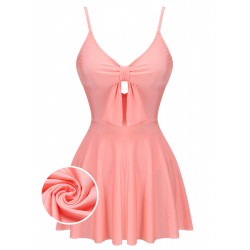 Pink  Bow Halter One-piece Swimsuit