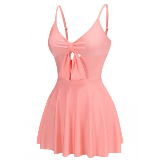 Pink  Bow Halter One-piece Swimsuit