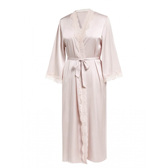 Light Pink  Lace-up Satin Sleepwear