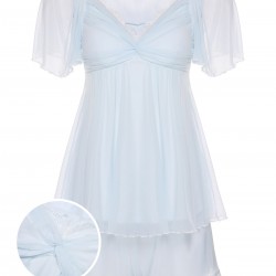 2PCS Light Blue  Knot Lace Sleepwear