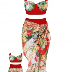 3PCS  Red  Lady Bikini Set